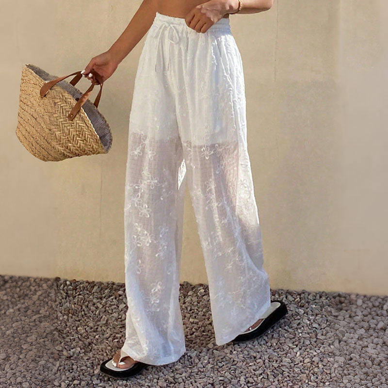 Cardydony Lace Jacquard Drapey Wide-leg Pants