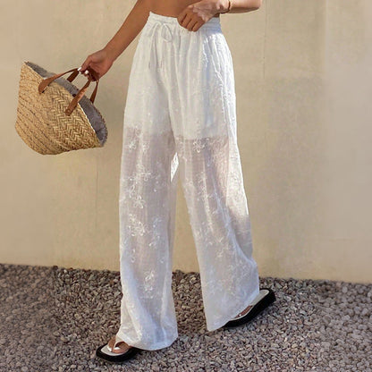 Cardydony Lace Jacquard Drapey Wide-leg Pants