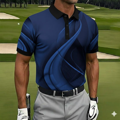 Cardydony Men's Geometic Golf Sports Polo Shirt