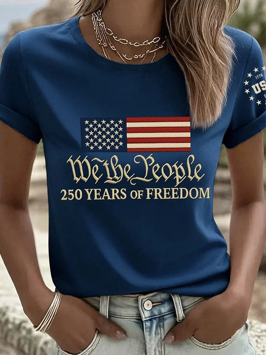 Cardydony Women's American 250th Anniversary Print T-shirt