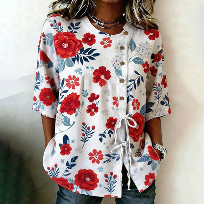 Cardydony Women's Anniversary Print Half Sleeve Casual Blouse