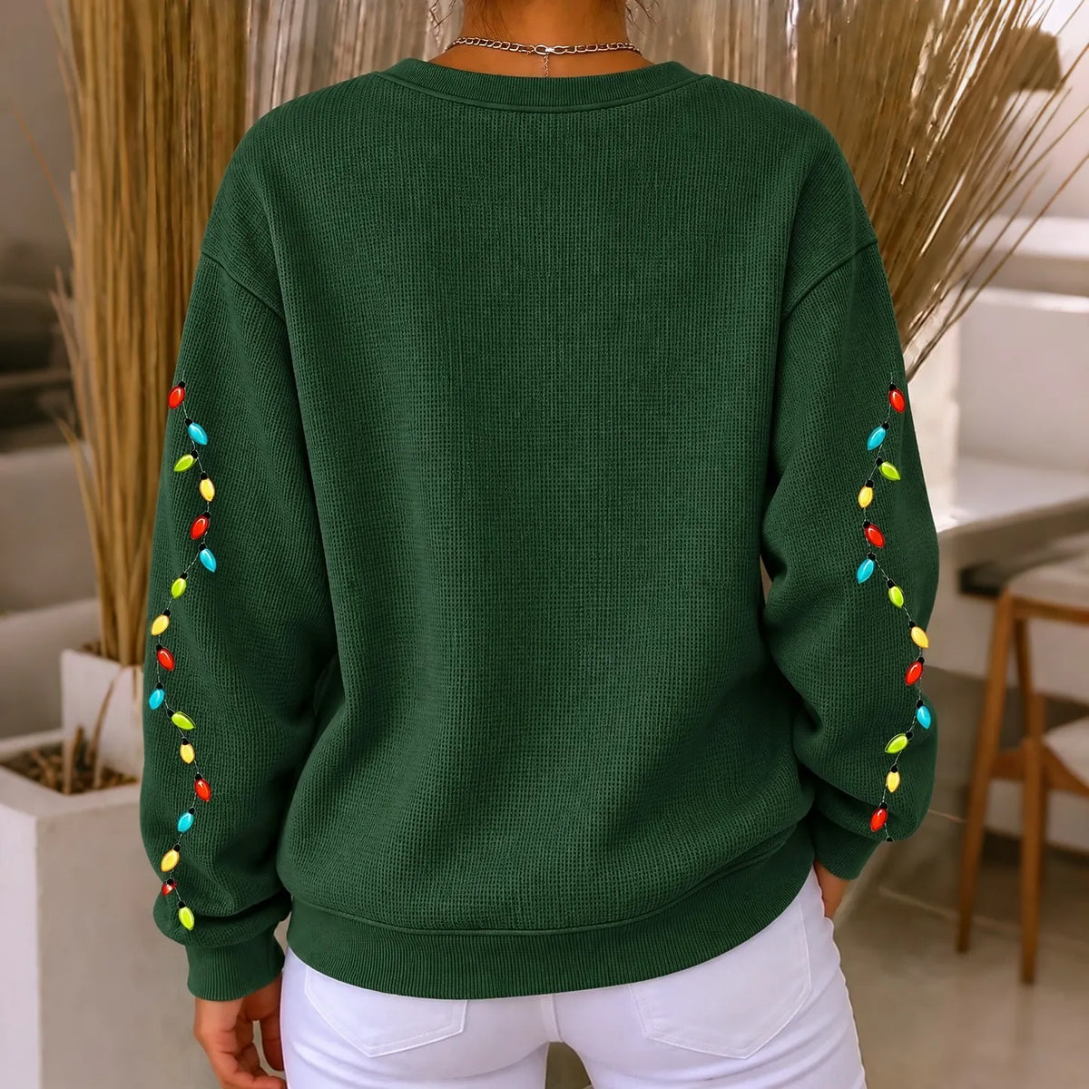 Cardydony Christmas Women's Waffle Sweatshirt / Dachshund Graphic Pullover