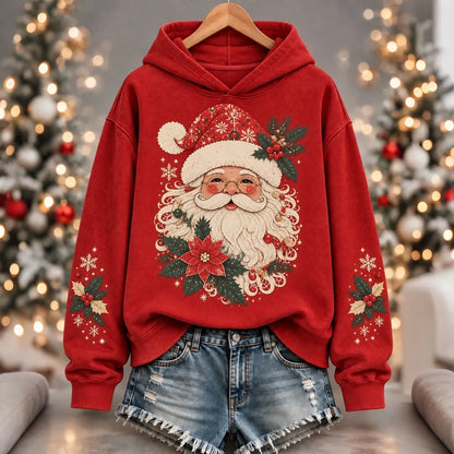 Cardydony Women's Christmas Santa Print Casual Hoodie