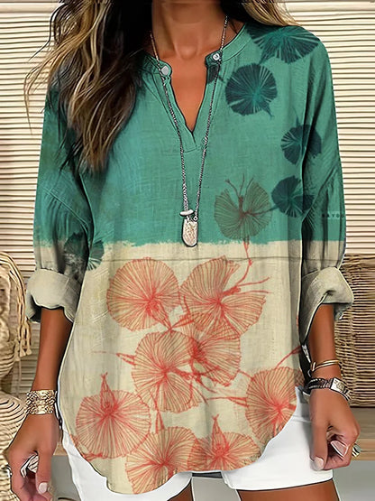 Cardydony Japanese Patch Floral Art Printed Casual Shirt