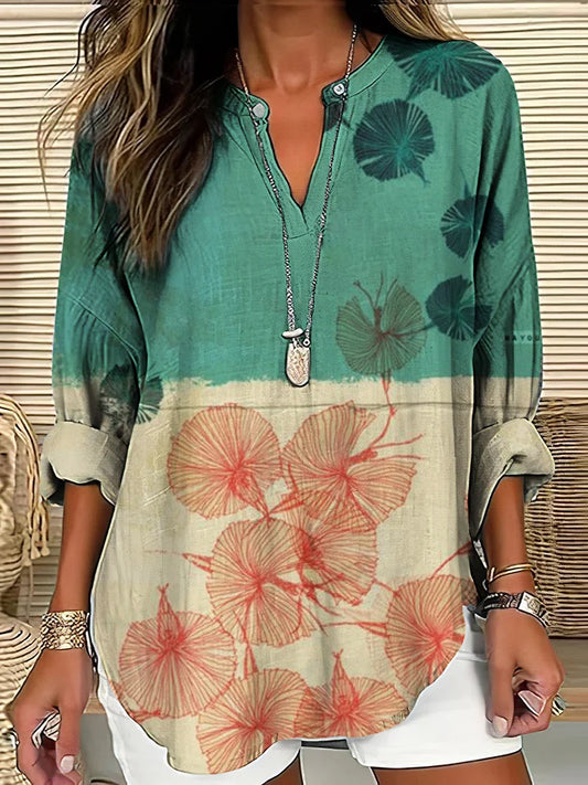 Cardydony Japanese Patch Floral Art Printed Casual Shirt