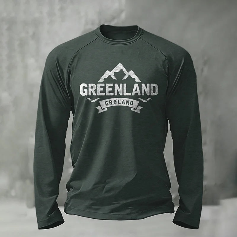 Cardydony Men's Greenland Print Long Sleeve Casual T-shirt