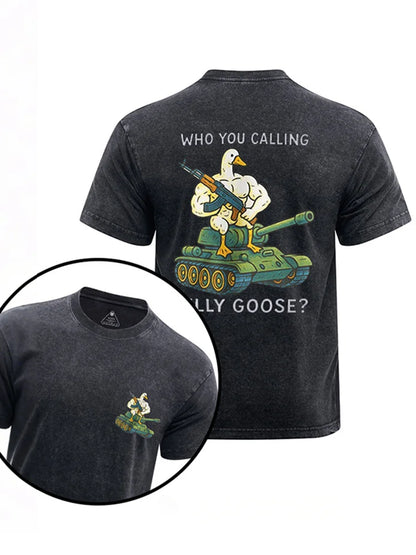 Cardydony Who You Calling Silly Goose? Printed Washed Gym Shirt