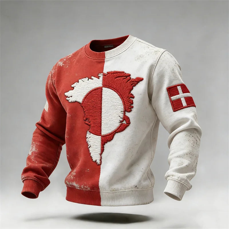 Cardydony Greenland Map & Flags Contrast Color Sweatshirt