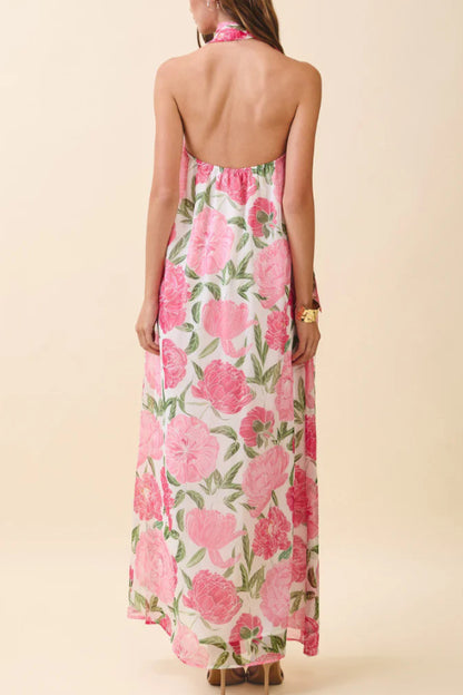 Cardydony Women's Floral Print Sleeveless Off-shoulder Loose Casual Maxi Dress