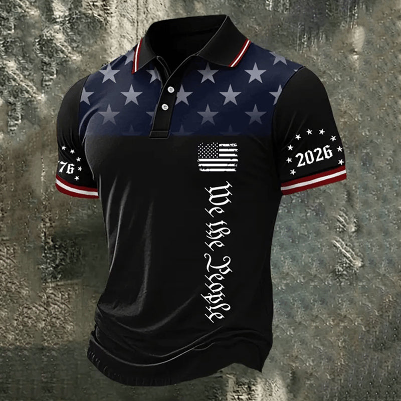 Cardydony Men's U.s. Anniversary Commemorative Printed Polo Shirt