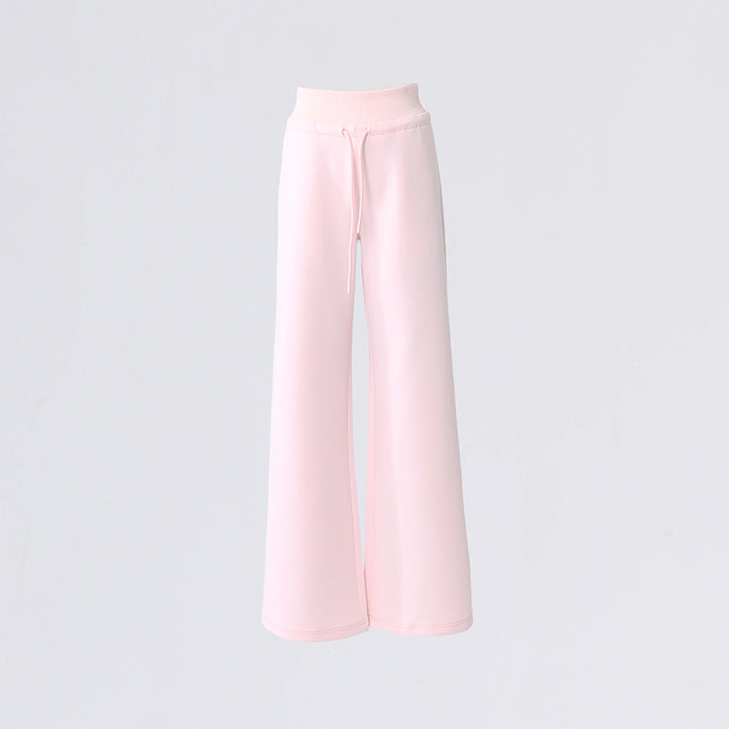 Cardydony Women's Pink Wide Leg Lounge Pants | Fleece & Lightweight High Waist Drawstring Fit