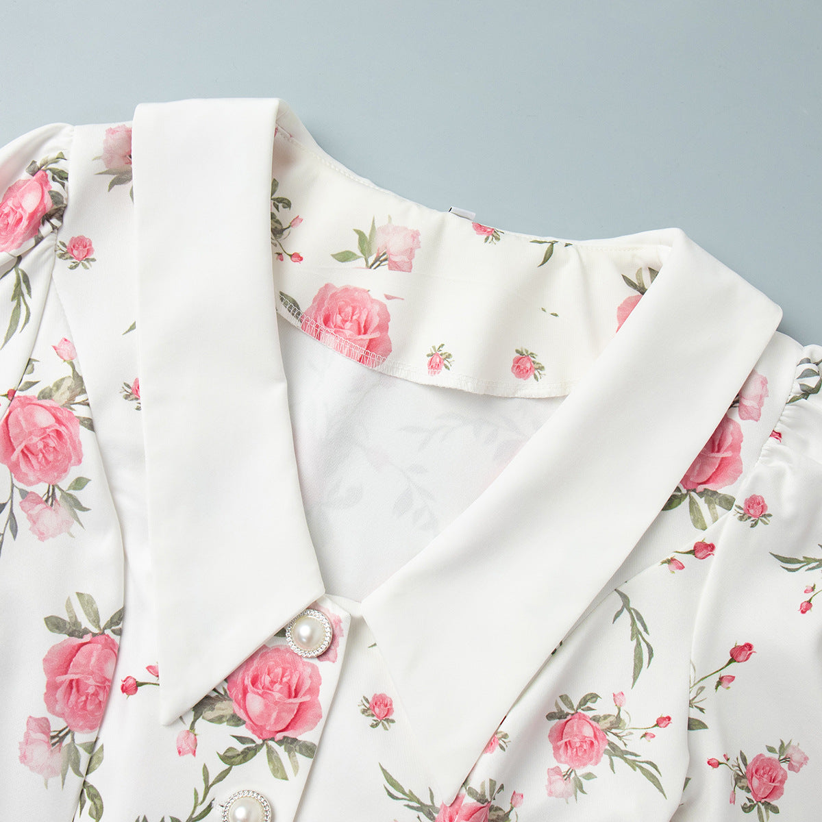 Cardydony Women's Floral Puff Sleeve Mini Dress | V-Collar Button Front with Tiered Hem Skirt
