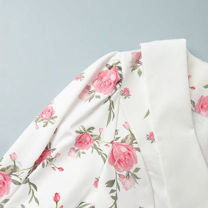 Cardydony Women's Floral Puff Sleeve Mini Dress | V-Collar Button Front with Tiered Hem Skirt