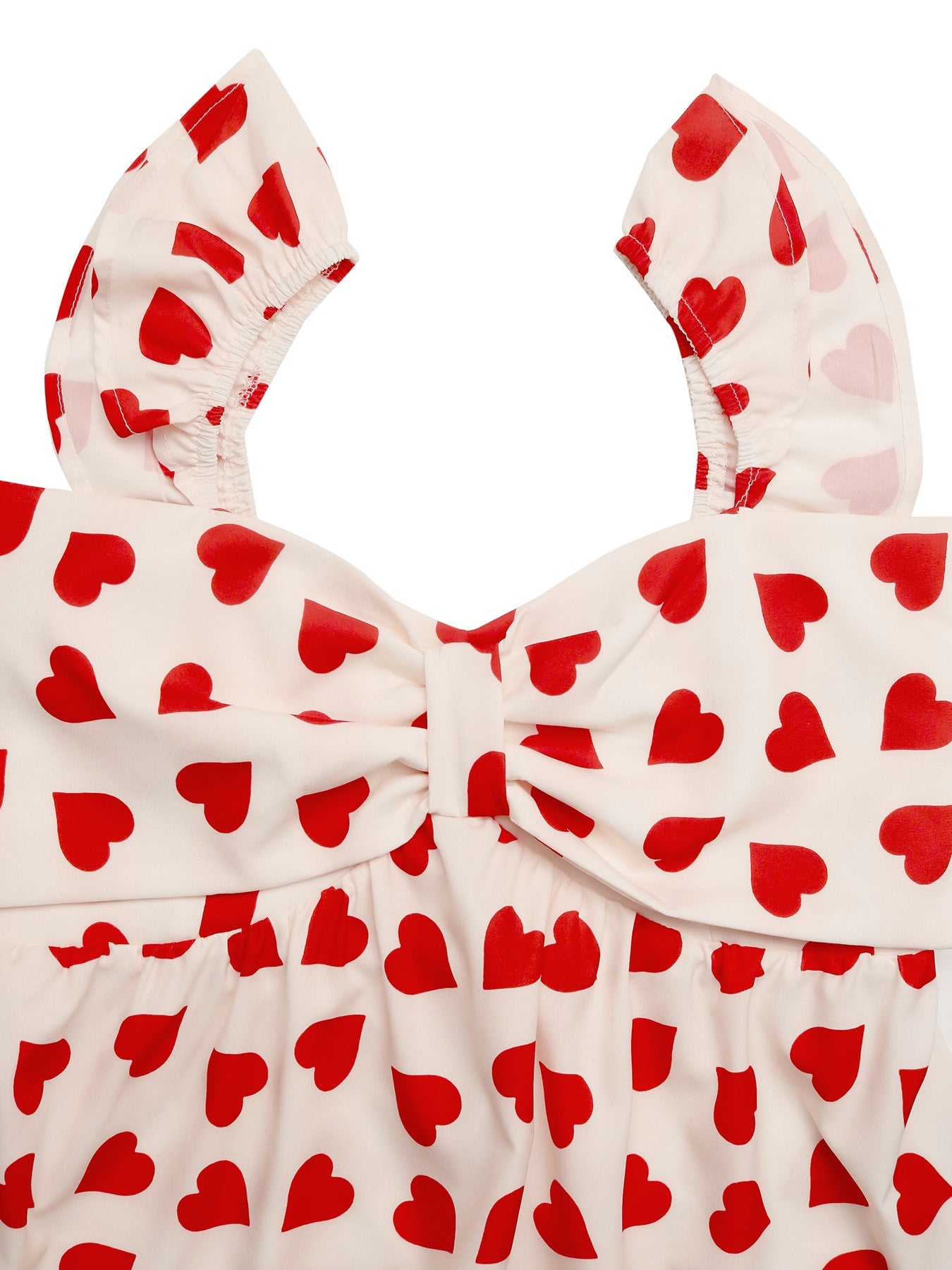 Cardydony Women's Red Heart Print Bow Top – Flowy Sleeveless Blouse for Summer Love Looks