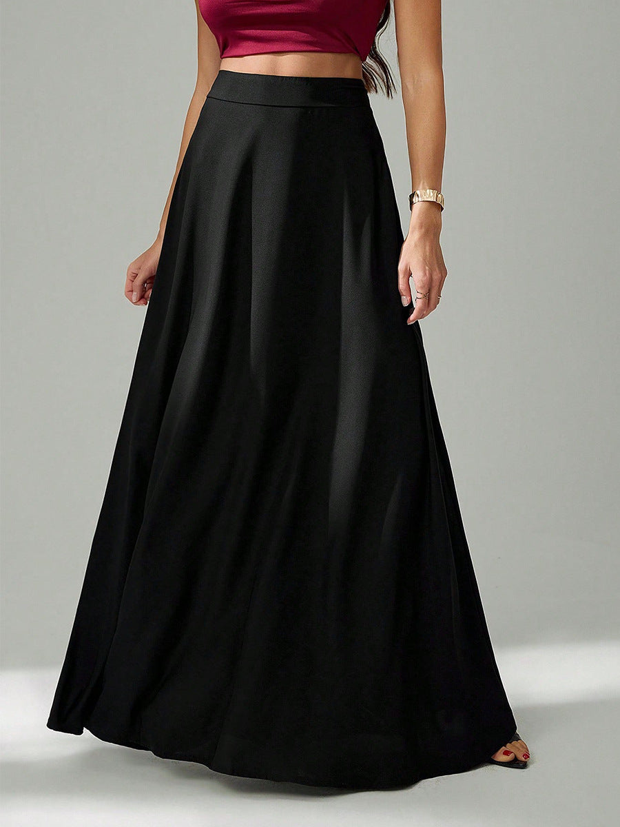 Cardydony Women's Essential High-Waist Black Long Skirt – Flowy A-Line Fit
