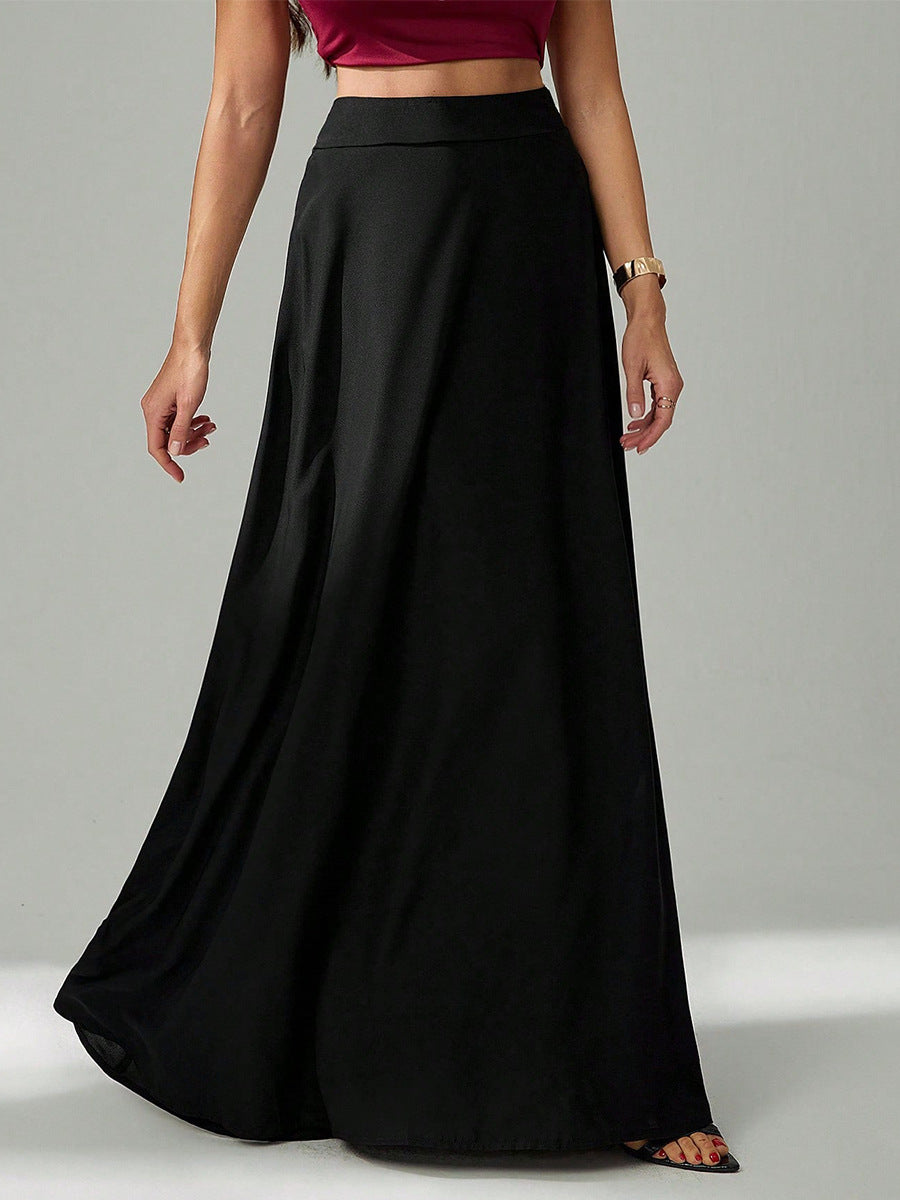 Cardydony Women's Essential High-Waist Black Long Skirt – Flowy A-Line Fit