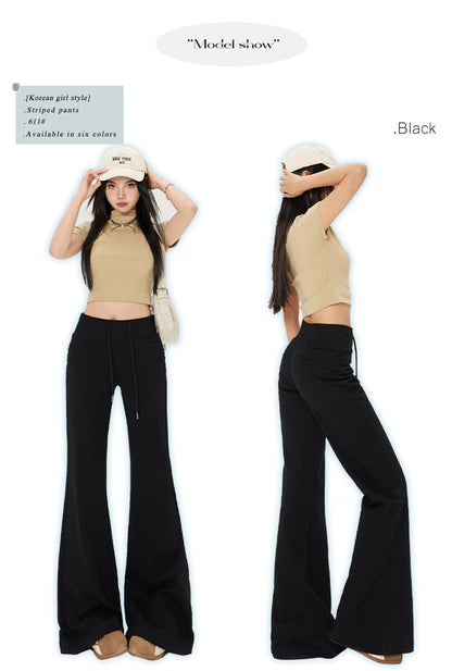 Cardydony Women's High-Waist Drawstring Summer Flared Pants | Slim Fit Lounge Trousers for Women