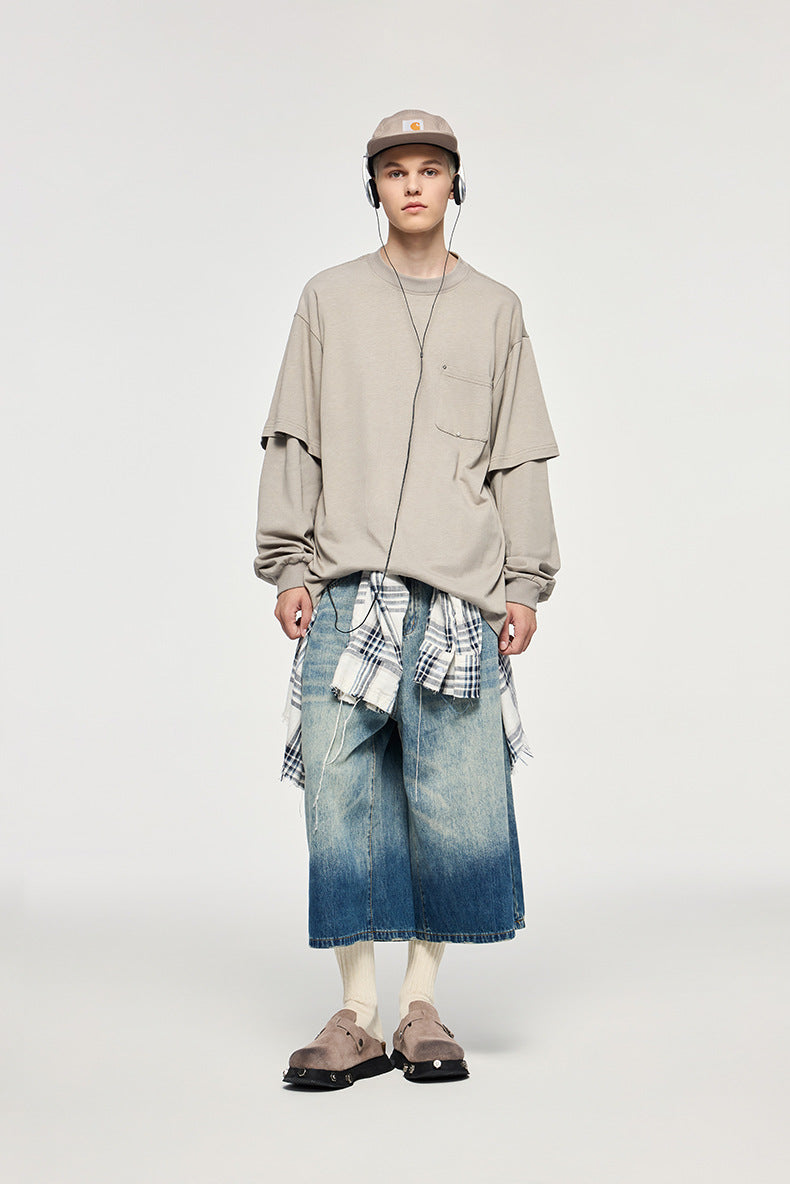 Cardydony Women's Women's Oversized Pocket Long Sleeve T-Shirt - Streetwear Layered Top