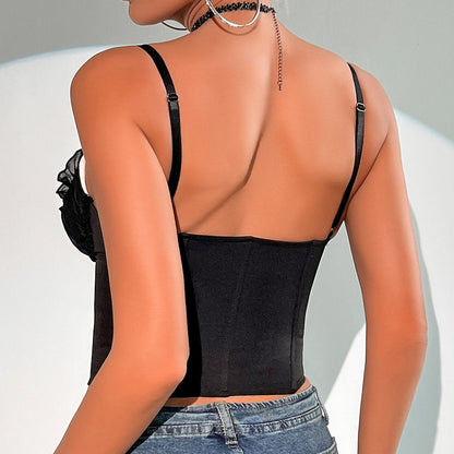 Cardydony Women's Sexy Lace Corset Bustier | Ruffled Boned Top for Women