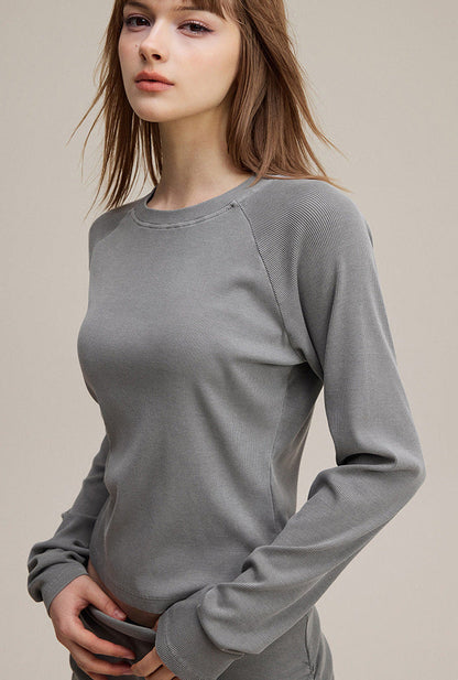 Cardydony Women's Women's Long Sleeve Tee Solid Color - Slim Fit Raglan Everyday Layer