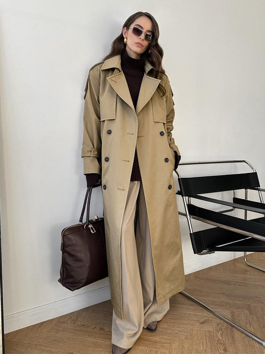 Cardydony Women's Classic British Double-Breasted Women's Trench Coat