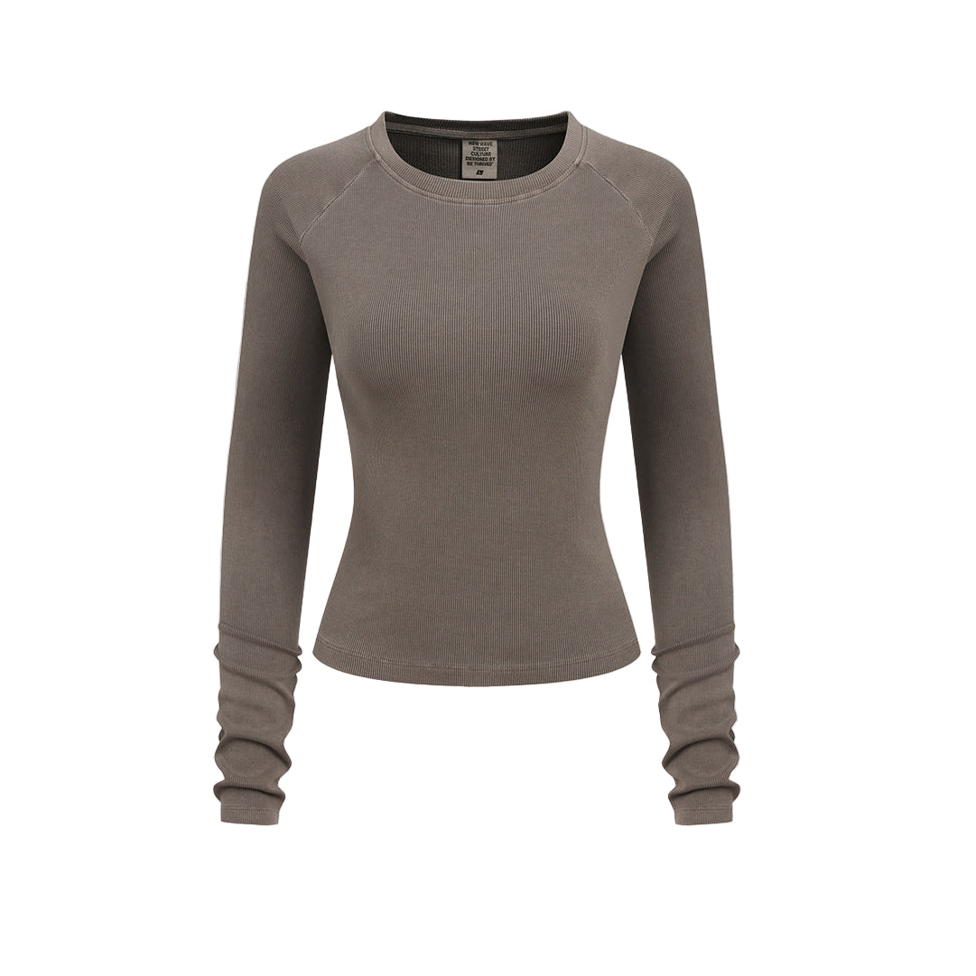 Cardydony Women's Women's Long Sleeve Tee Solid Color - Slim Fit Raglan Everyday Layer