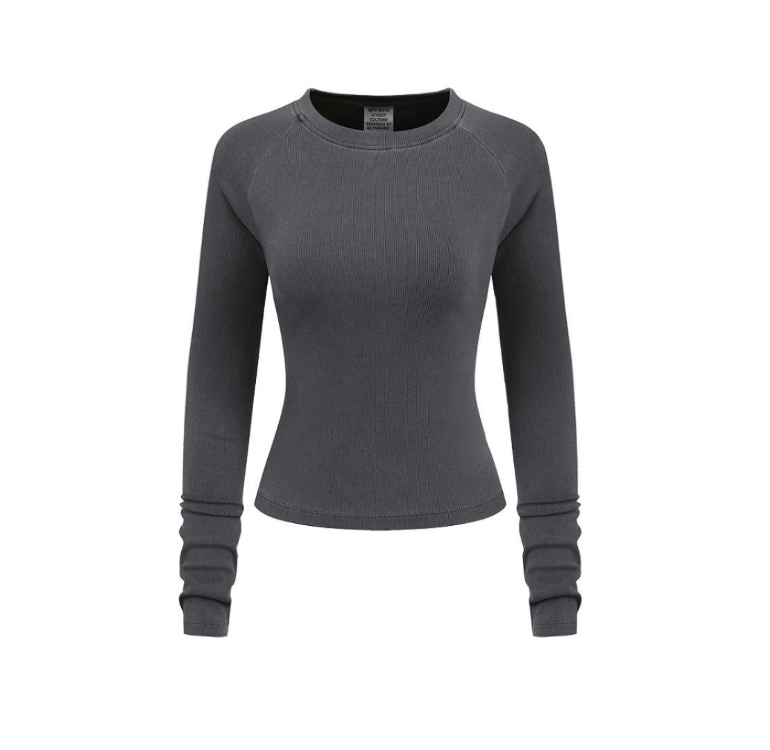 Cardydony Women's Women's Long Sleeve Tee Solid Color - Slim Fit Raglan Everyday Layer