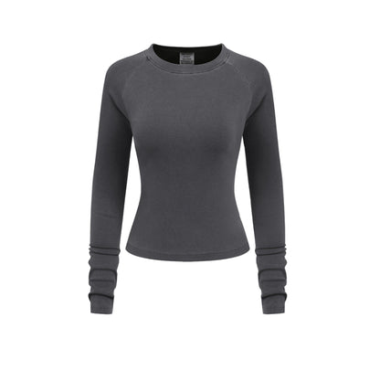 Cardydony Women's Women's Long Sleeve Tee Solid Color - Slim Fit Raglan Everyday Layer
