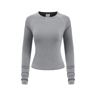 Cardydony Women's Women's Long Sleeve Tee Solid Color - Slim Fit Raglan Everyday Layer