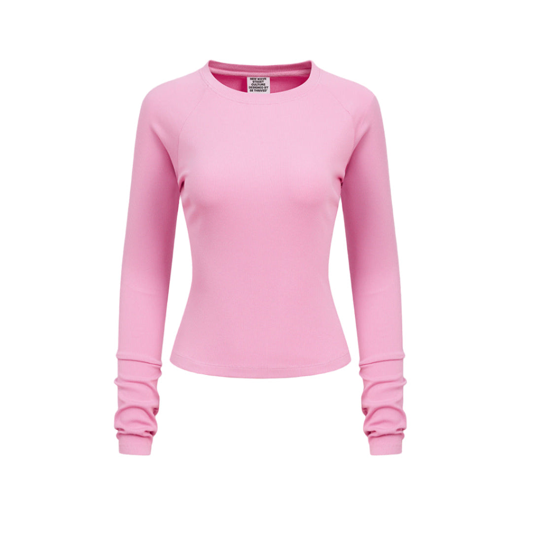 Cardydony Women's Women's Long Sleeve Tee Solid Color - Slim Fit Raglan Everyday Layer