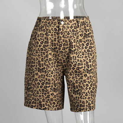 Cardydony Women's Low Waist Leopard Print Cotton Shorts | Retro Straight Fit Streetwear for Women