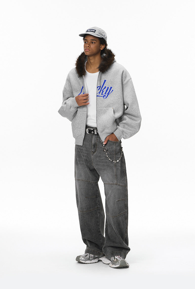 Cardydony Women's Fur Hood Zip Jacket for Women – Plush Streetwear, Oversized Cardigan
