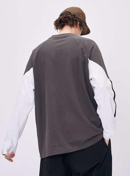 Cardydony Women's Women's Long Sleeve T-Shirt - Retro Contrast Color Oversized Streetwear Top
