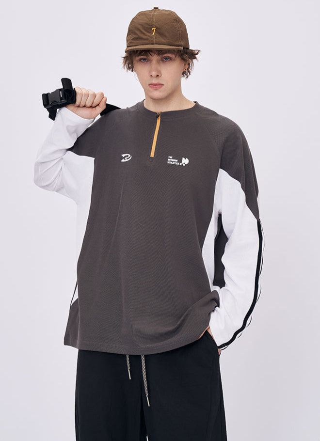 Cardydony Women's Women's Long Sleeve T-Shirt - Retro Contrast Color Oversized Streetwear Top