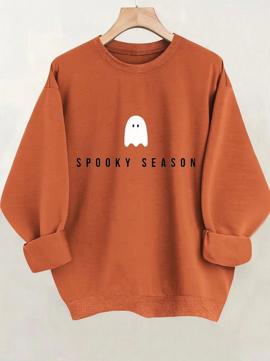 Cardydony Women's Mock Neck Oversized Sweatshirt – Ghost Print Cozy Fall Pullover