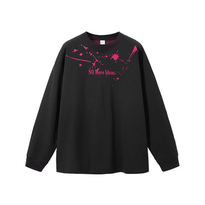 Cardydony Women's "NO More Ideas" Graphic Long Sleeve T-Shirt for Women - Oversized Streetwear Top