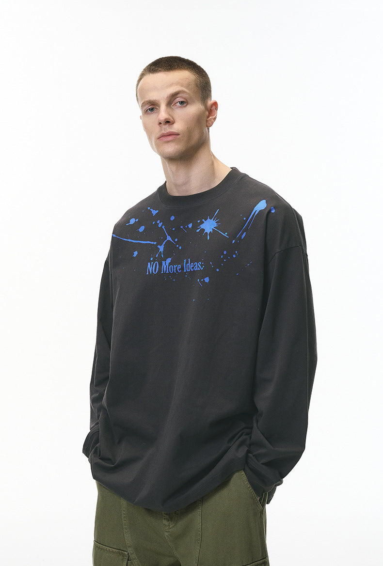 Cardydony Women's "NO More Ideas" Graphic Long Sleeve T-Shirt for Women - Oversized Streetwear Top