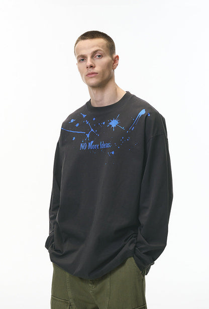 Cardydony Women's "NO More Ideas" Graphic Long Sleeve T-Shirt for Women - Oversized Streetwear Top