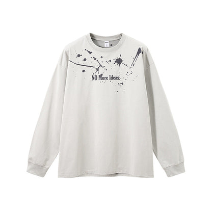 Cardydony Women's "NO More Ideas" Graphic Long Sleeve T-Shirt for Women - Oversized Streetwear Top