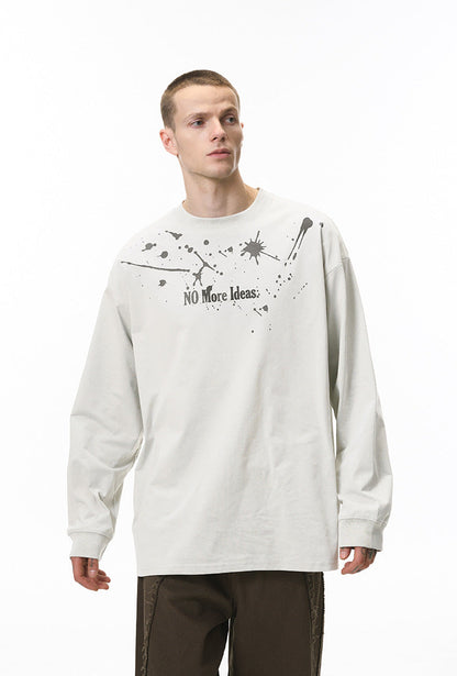 Cardydony Women's "NO More Ideas" Graphic Long Sleeve T-Shirt for Women - Oversized Streetwear Top