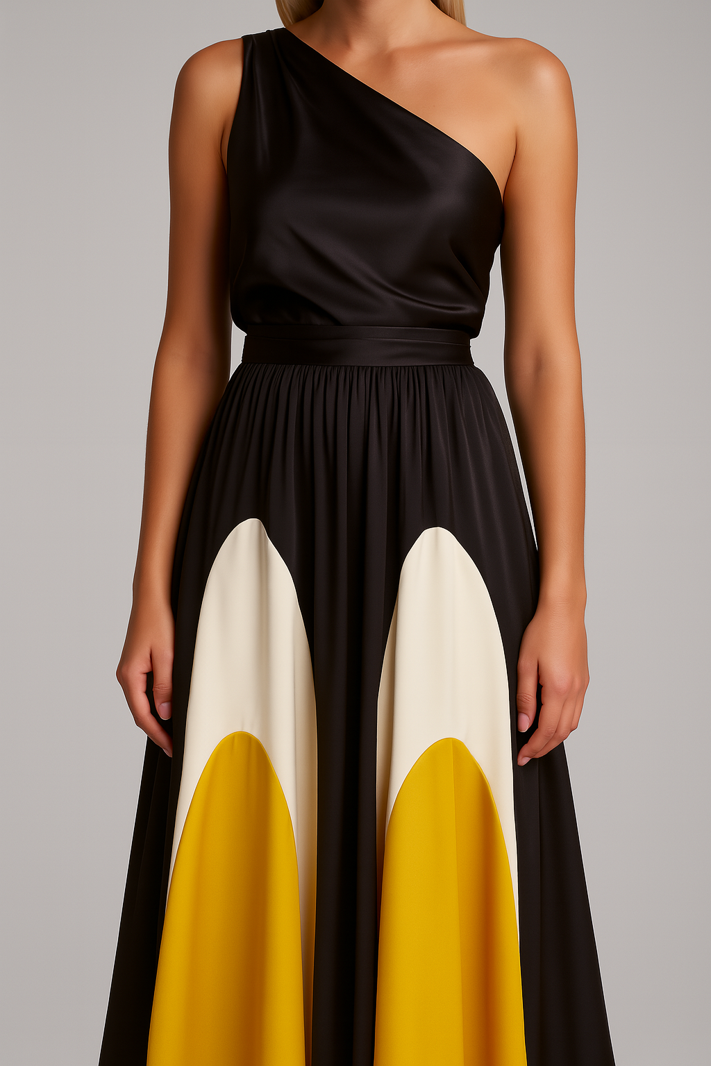 Cardydony Women's Colorblock One Shoulder Summer Maxi Dress | Vacation & Beach Days
