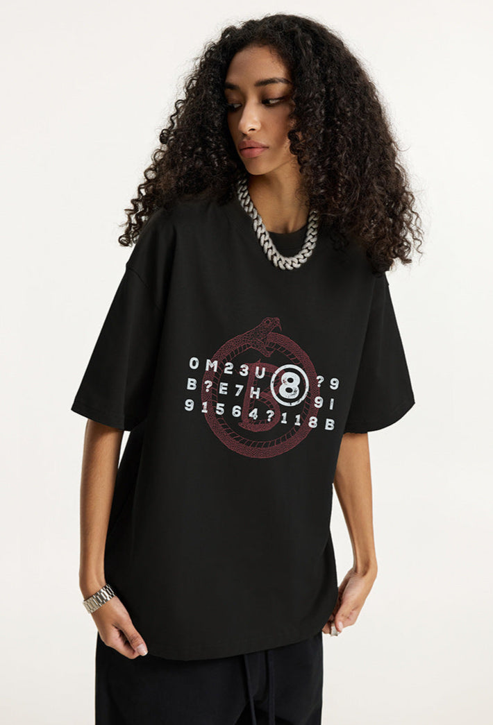 Cardydony Women's Ouroboros 8Ball Graphic Tee for Women | Oversized Soft Cotton Streetwear Top