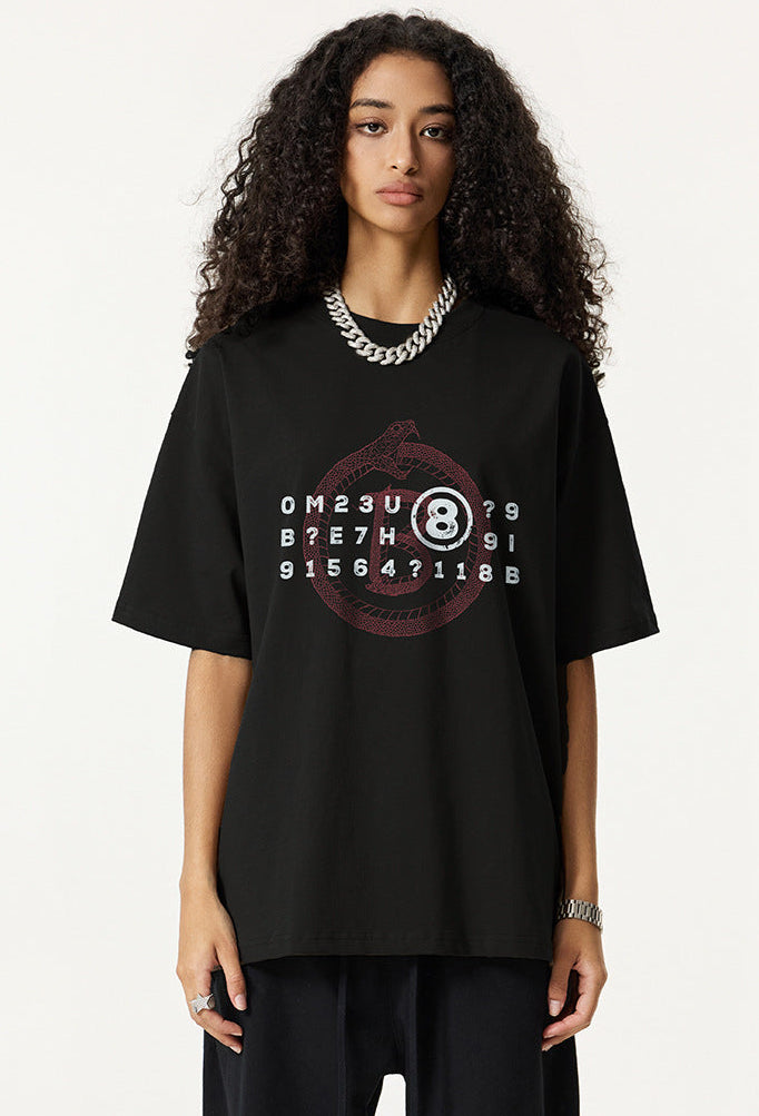 Cardydony Women's Ouroboros 8Ball Graphic Tee for Women | Oversized Soft Cotton Streetwear Top