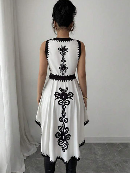 Cardydony Women's Asymmetrical Embroidered Peplum Top – Sleeveless Elegant Statement Style
