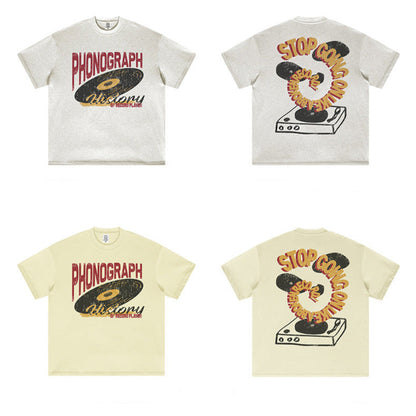 ardydony Women's Phonograph Graphic Tee – Oversized Streetwear T-Shirt for Women