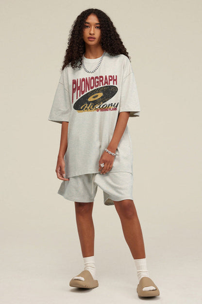 ardydony Women's Phonograph Graphic Tee – Oversized Streetwear T-Shirt for Women