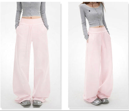 Cardydony Women's Pink Wide Leg Lounge Pants | Fleece & Lightweight High Waist Drawstring Fit