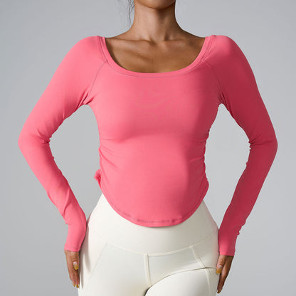 Cardydony Women's Women's Long Sleeve Top – Fitted Nylon Workout T-Shirt