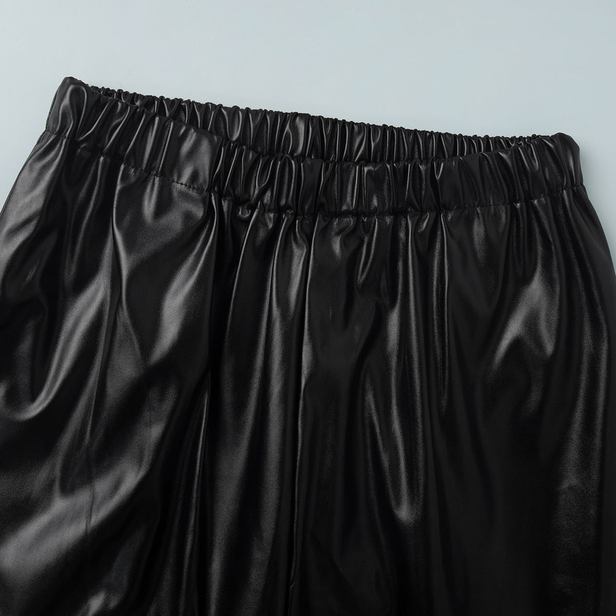 Cardydony Women's PU Leather Women's Pants – Wide Leg Streetwear Drawstring Trousers