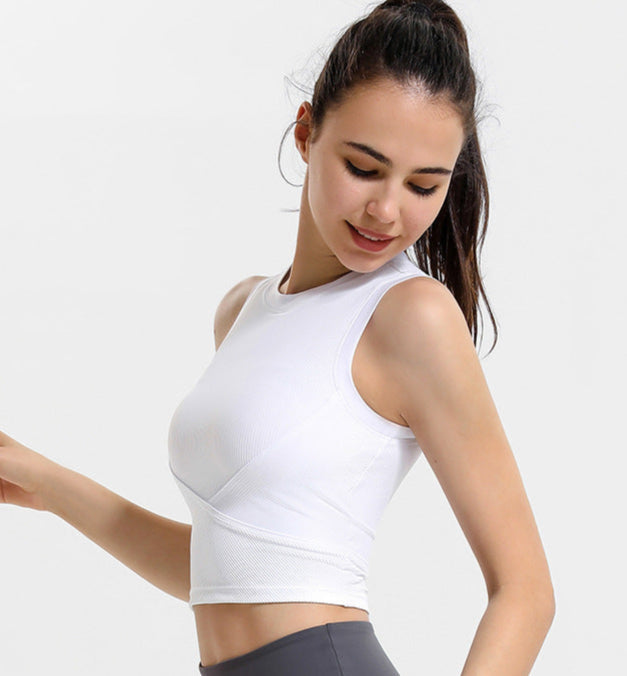 Cardydony Women's Ribbed Racerback Workout Top | Sleeveless Sports Bra Tank with Removable Pads